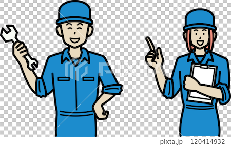 Set of illustration materials of male and female auto mechanics 120414932