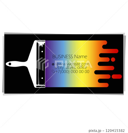 Paint brush and drops of colored paint. Business card concept for painting 120415382