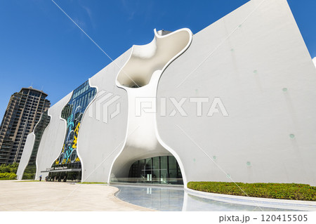 Modern building view of the National Taichung Theater in Taiwan. This is the only national performing arts center in central Taiwan. 120415505