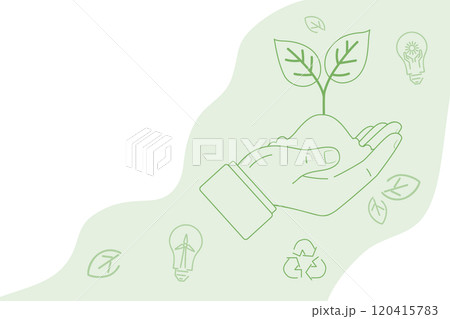 Hand holding sprout ecology banner 120415783