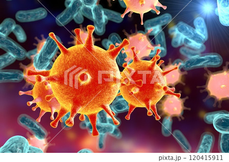Bacteria and viruses illustration 120415911