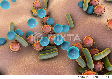 Bacteria and viruses illustration 120415941