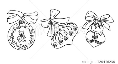 Vintage contour doodle Christmas ornaments Vintage contour doodle Christmas ornaments 120416230