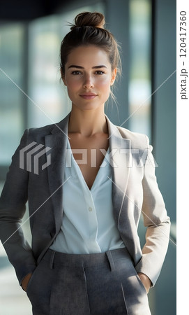 Confident Corporate Executive Woman in Modern Office Portrait 120417360