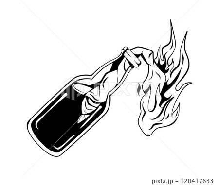 Molotov cocktail, symbolizing rebellion, protest, and street crime 120417633