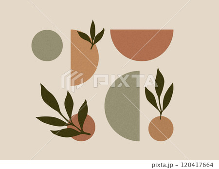 Minimalist abstract design featuring soft organic shapes in earthy tones 120417664