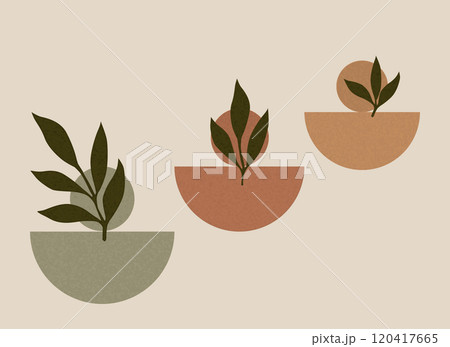 Minimalist abstract design featuring soft organic shapes in earthy tones 120417665