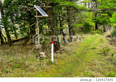 丹沢の萩ノ丸山頂　小ピークに設置された登山者カウンター 120417845