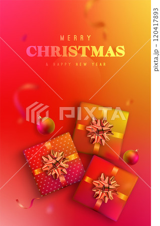 Festive gift boxes with warm backdrop 120417893