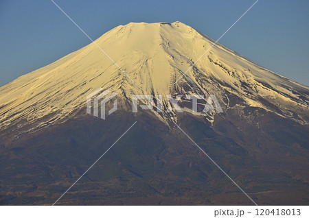 道志山塊の石割山山頂より　朝焼けに染まる富士山 120418013