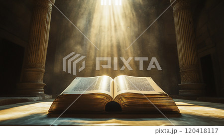 光に包まれた古い本 光に包まれた古い本 120418117