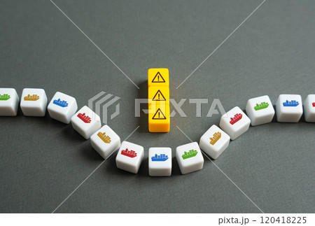 Obstacle to merchant fleets. Embargoes and sanctions. Dangerous waters. Hostilities or pirate threat. Closed navigation area. Trade wars and customs barriers. 120418225