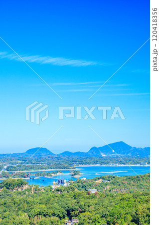 初秋の千巌山展望所から見た天草の景色　熊本県上天草市 120418356