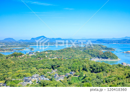 初秋の千巌山展望所から見た天草の景色　熊本県上天草市 120418360