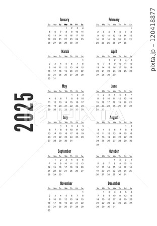 pocket calendar on 2025 year. Vector template calendar for business 120418877