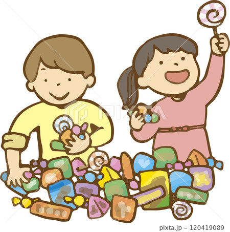 お菓子掴み取りをする子どもたち お菓子掴み取りをする子どもたち 120419089