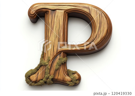 Bold rustic wooden capital letter P, aged oak...のイラスト素材 [120419330] - PIXTA