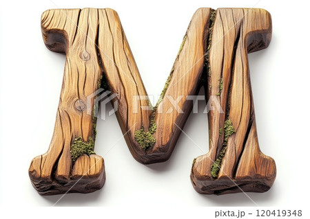 Bold rustic wooden capital letter M, aged oak...のイラスト素材 [120419348] - PIXTA