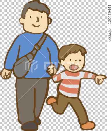 Boy holding father's hand 120419441