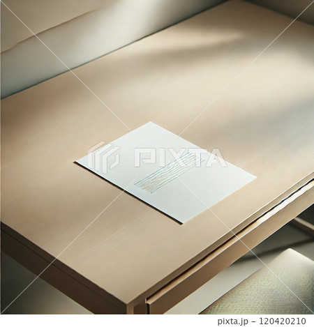 無垢木のテーブルに置かれた書類 無垢木のテーブルに置かれた書類 120420210