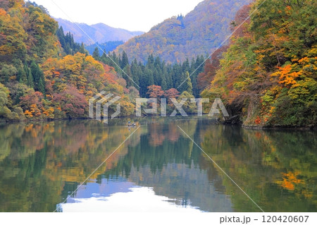 只見川 霧幻峡の渡し／福島県大沼郡金山町 120420607