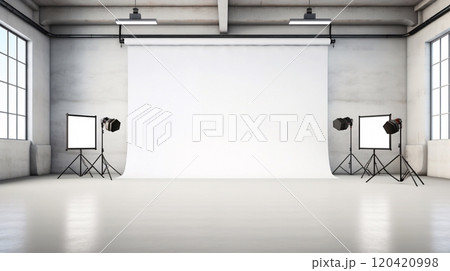 照明器具のある写真撮影スタジオ 120420998