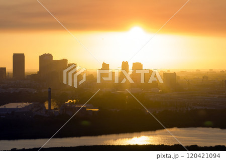 View from above of contemporary high skyscraper buildings in downtown district of Tampa city in Florida, USA at sunset. American megapolis with business financial district View from above of contemporary high skyscraper buildings in downtown district of Tampa city in Florida, USA at sunset. American megapolis with business financial district 120421094