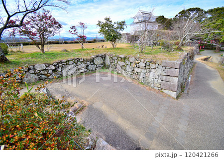 県指定史跡「伊勢田丸城」の石垣と曲輪の風景 県指定史跡「伊勢田丸城」の石垣と曲輪の風景 120421266
