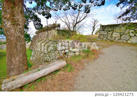 県指定史跡「伊勢田丸城」の石垣と曲輪の風景 県指定史跡「伊勢田丸城」の石垣と曲輪の風景 120421273