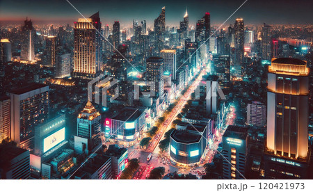 夜の大都会のイラスト 120421973