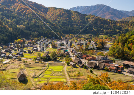 《岐阜県》秋の白川郷・紅葉の合掌造り集落 120422024