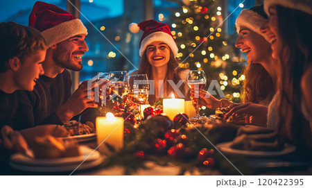 Christmas party with friends. Celebration concept 120422395
