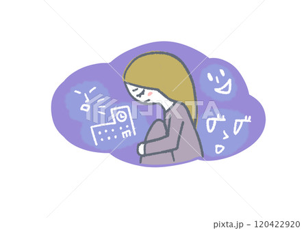 不登校　女の子　イラスト 120422920