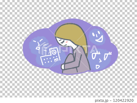 不登校　女の子　イラスト 120422920