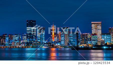 東京湾夜景・2024　晴海ふ頭公園方面を望む 120423534
