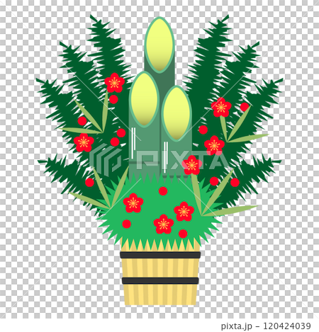 Illustration of New Year's pine decoration and shimenawa 120424039