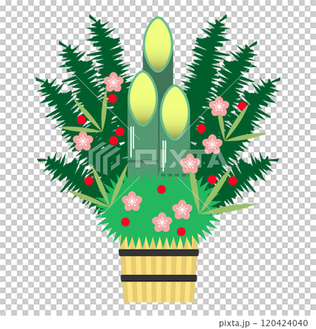 Illustration of New Year's pine decoration and shimenawa 120424040