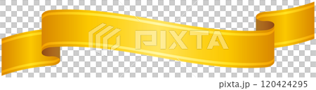 Single illustration 5 of a curved gradient ribbon with gold lines (yellow) 120424295
