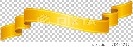 Single illustration 7 of a curved gradient ribbon with gold lines (yellow) 120424297