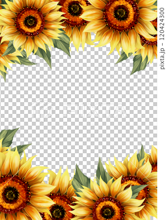 Summer floral frame with hand-drawn sunflowers Summer floral frame with hand-drawn sunflowers 120424300