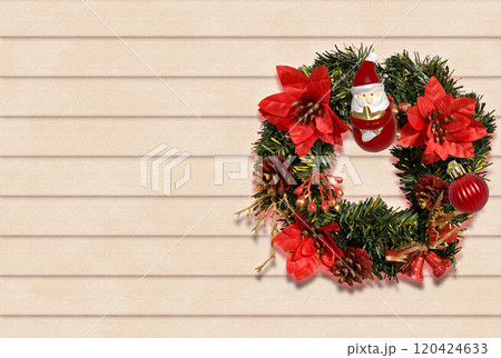 クリスマスリース(サンタ)余白あり クリスマスリース(サンタ)余白あり 120424633