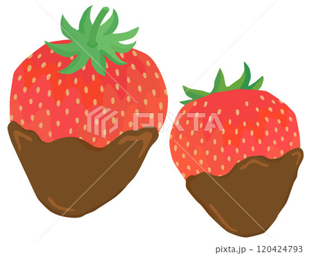チョコをつけたいちご バレンタイン素材 ベクター 120424793