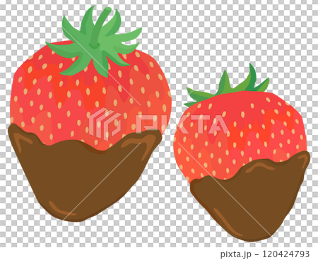 チョコをつけたいちご バレンタイン素材 ベクター 120424793
