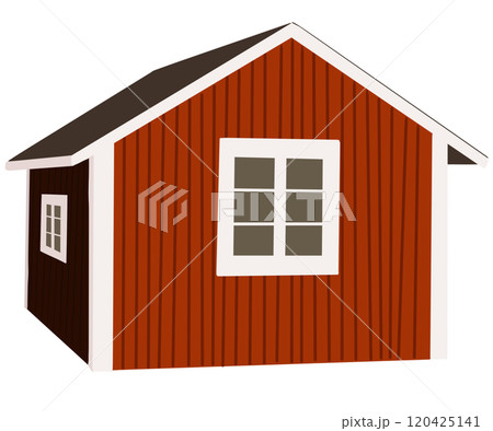 red house with blue roof red house with blue roof 120425141