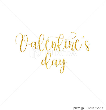Valentine's day gold lettering on white background. 120425554