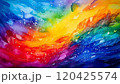 アクリル絵の具で描いたレインボーのグラデーション背景_02_AI生成画像 120425574