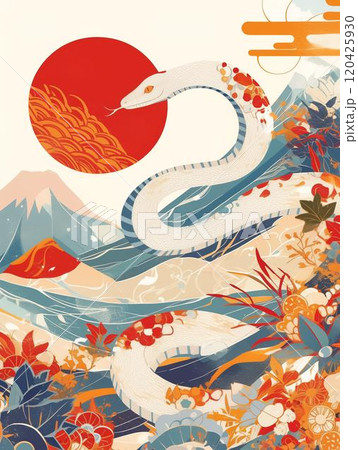 年賀状のイラスト素材_巳年(2025) 120425930