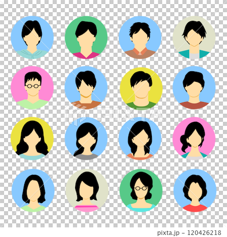 Young men and women faceless icon set 120426218
