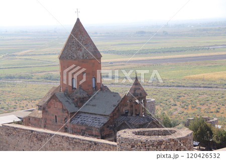Ancient Armenian Apostolic Church Against Mountain Landscape in Armenia Ancient Armenian Apostolic Church Against Mountain Landscape in Armenia 120426532