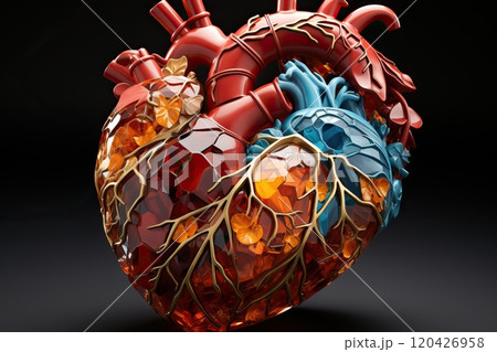 human heart in colorful art style close-up. Conceptual photo of the cardiovascular system. 120426958